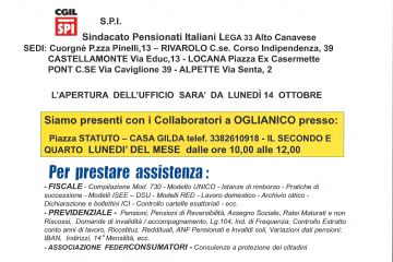 Apertura sportello Sindacato Pensionati Italiana CGIL -S.P.I.
