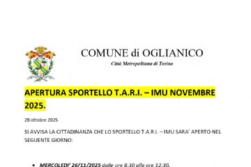 apertura sportello t.a.r.i. – imu novembre 2025.