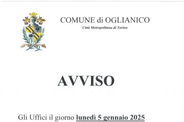 Orario apertura Uffici Comunali per il giorno 5 gennaio 2026.