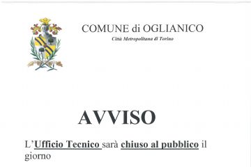 Avviso chiusura al pubblico Ufficio Tecnico.